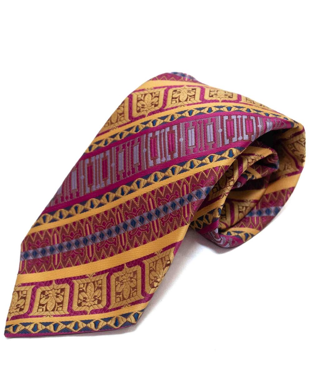 B.J.E Ernst Talisman House Union Made Vintage Pink Gold Striped Necktie Neck Tie